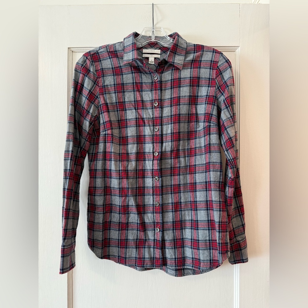 J.Crew | The Boy Shirt Red Gray Plaid Flannel 4P
